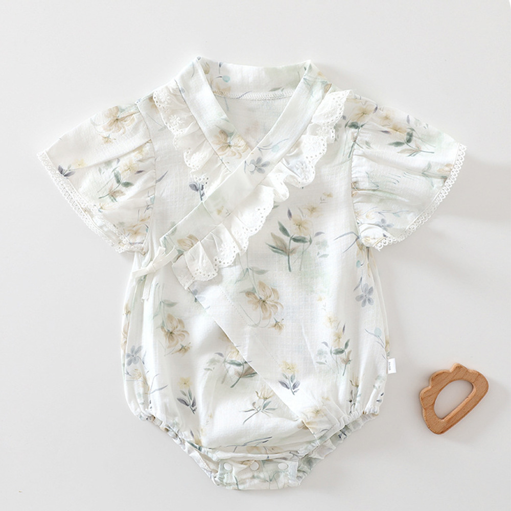 Bamboo Bodysuit Baby - Baby Mädchen Bodys Sommer Floral Rüschen