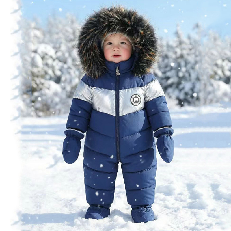Baby Clothing Outlet - Winter-Neugeborenen-Strampler mit Handschuhen, Warme Verdickte Babykleidung